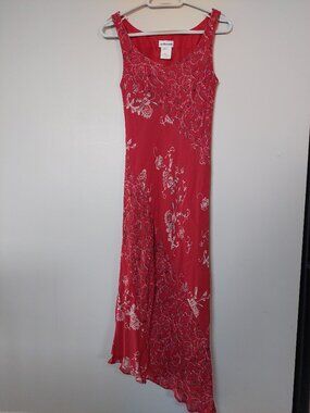 Steilmann Asymmetrical Floral Maxi dress - Size 6 Red Floral